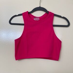hot pink ribbed cropped tank top NWOT